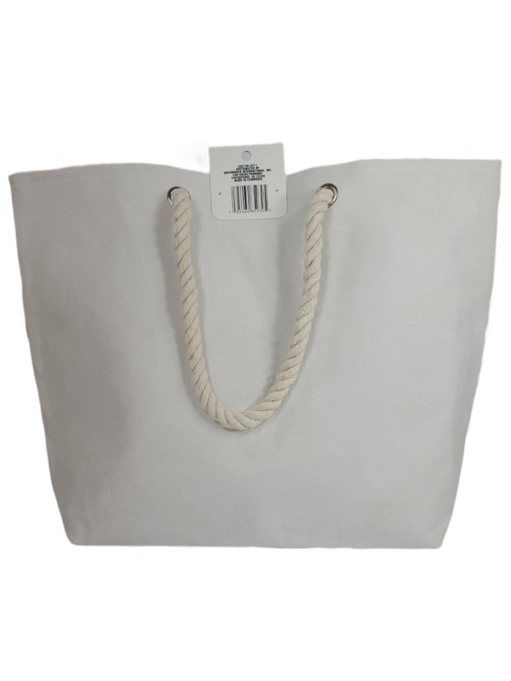 Flamingo Beach Tote Bag w/ Rope Handles, Large, Striped Pink Blue White NWT - Picture 6 of 11